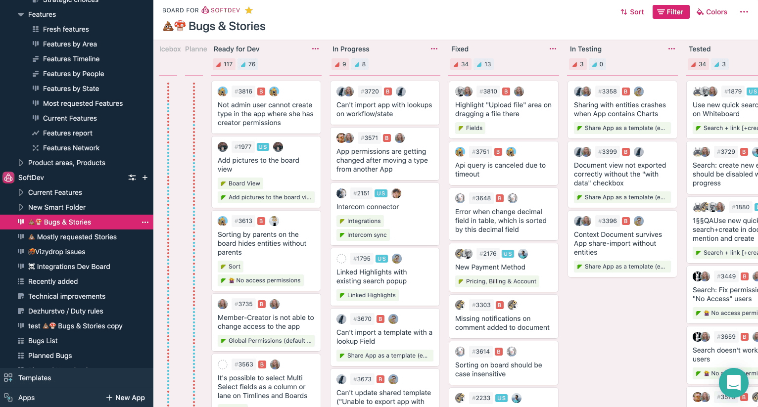 Create Smart Folder to see a filtered and sorted list of entities