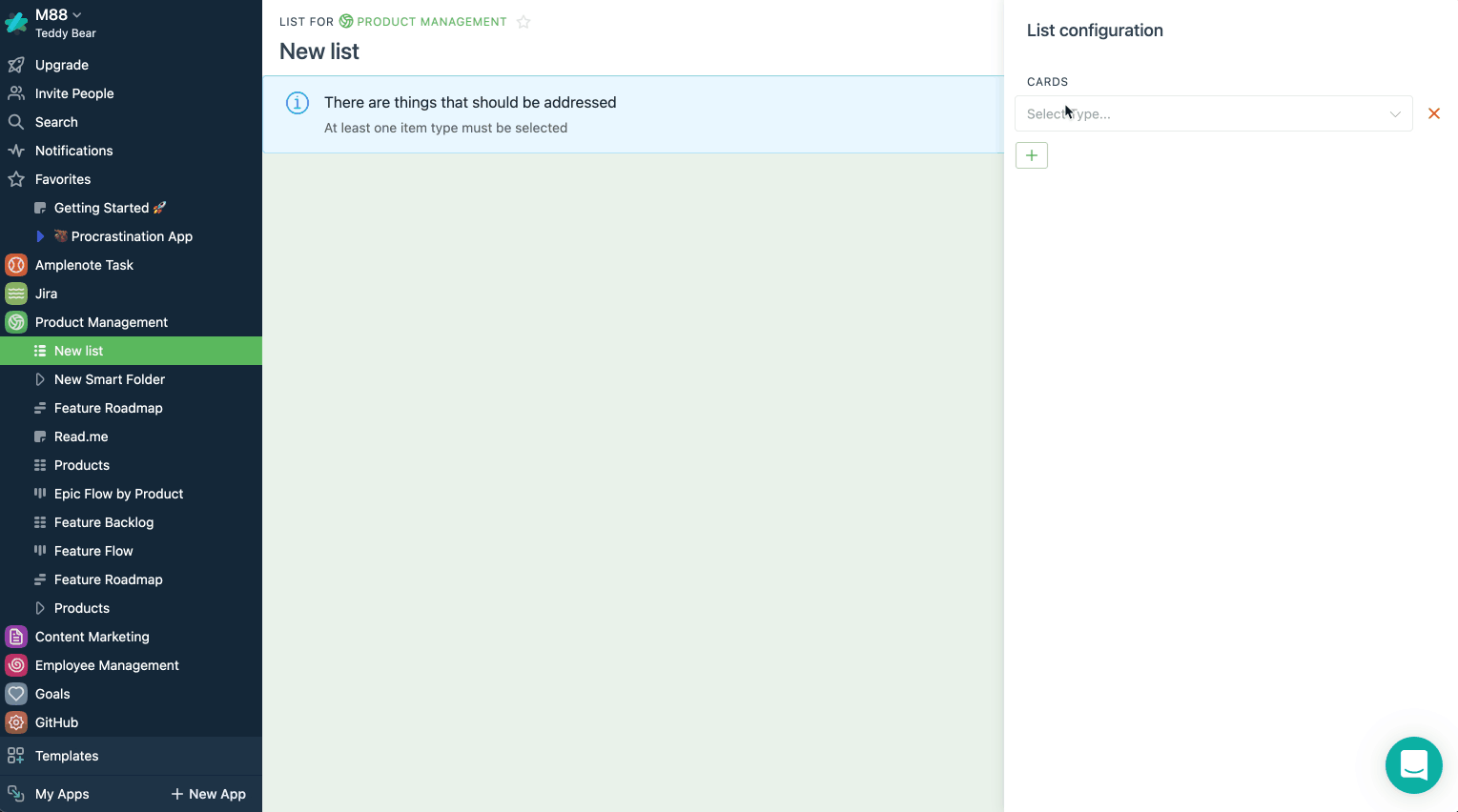Hierarchical List View in Fibery