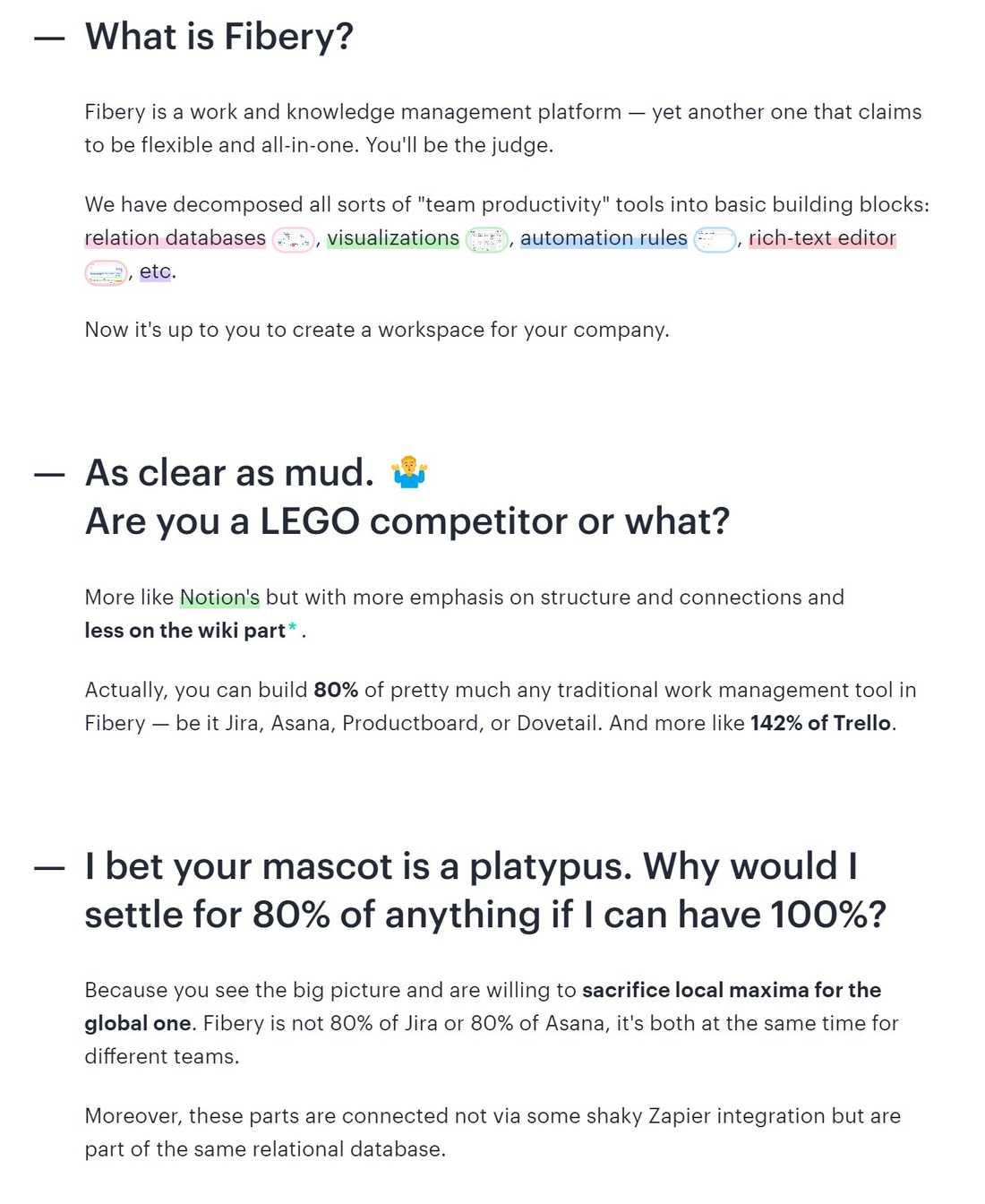 New text version of Fibery home page. Old conversion rates.