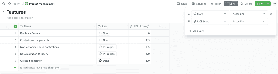Calculating RICE is child's play in Fibery