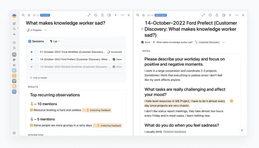 This is how fresh transcripts turn into actionable insights in Fibery