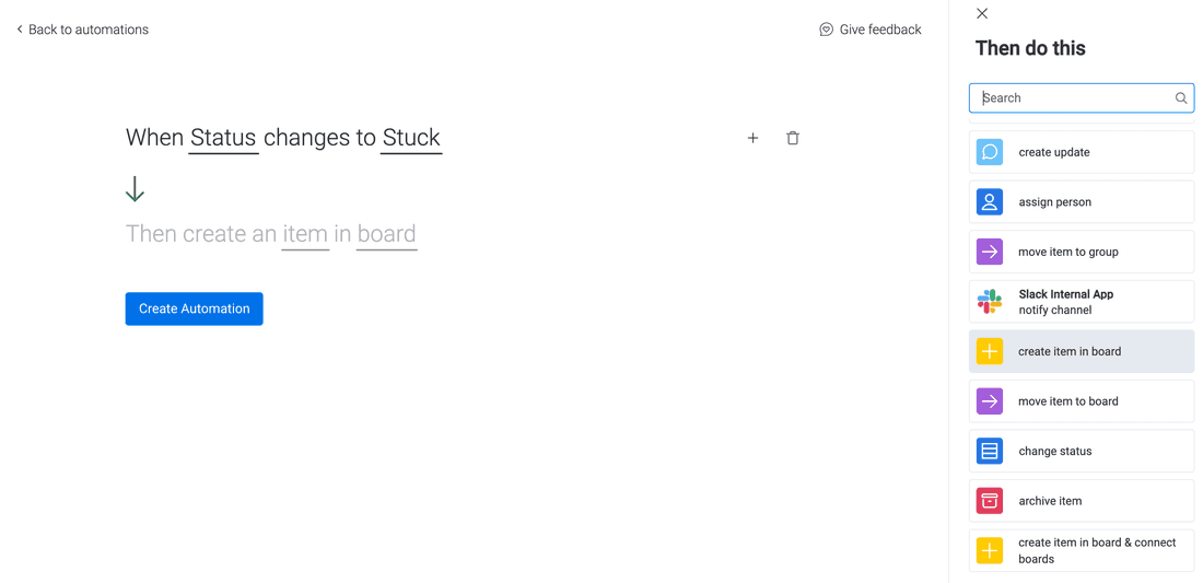 Rule setup in Monday is easy.