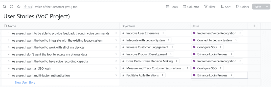 Fibery helps you get your user stories sorted