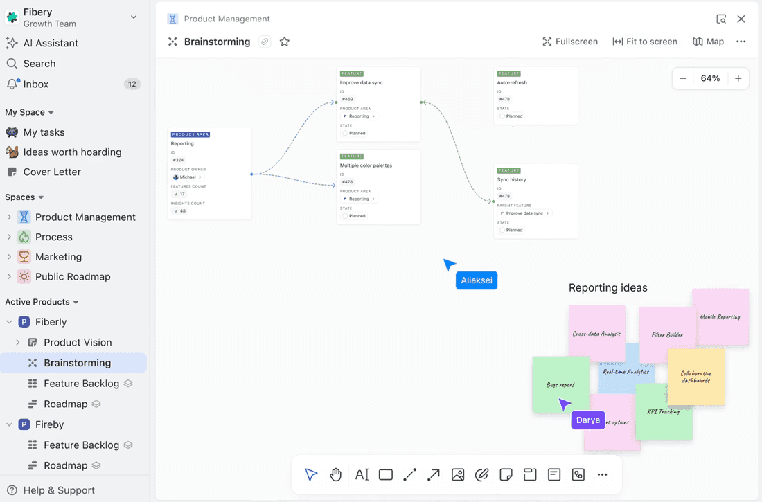 Collaborative Whiteboard with database entities. It mixes structured data and free forms very well