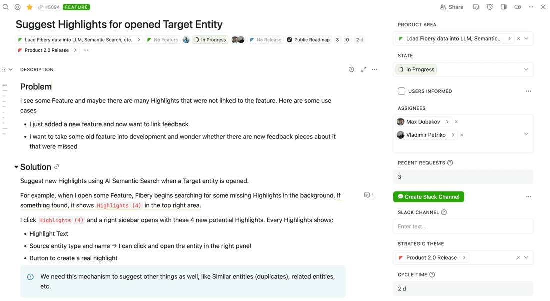 Feature in Fibery has spec inside