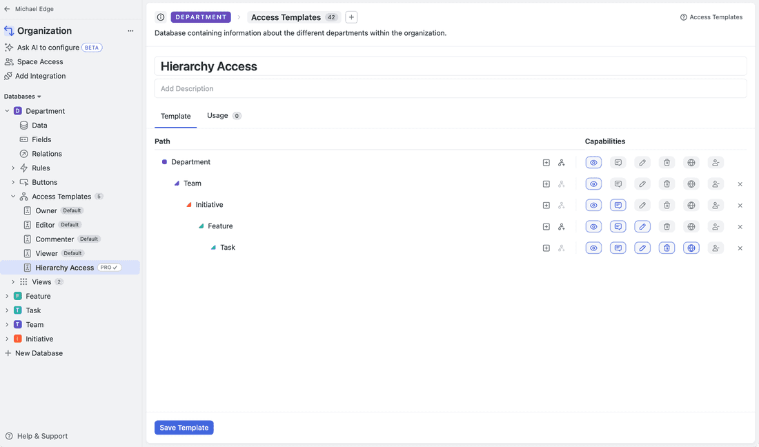 How you can set access via relations and hierarchies in Fibery