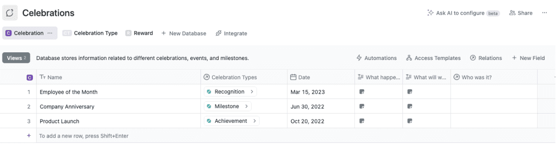 CFRs in action using Fibery