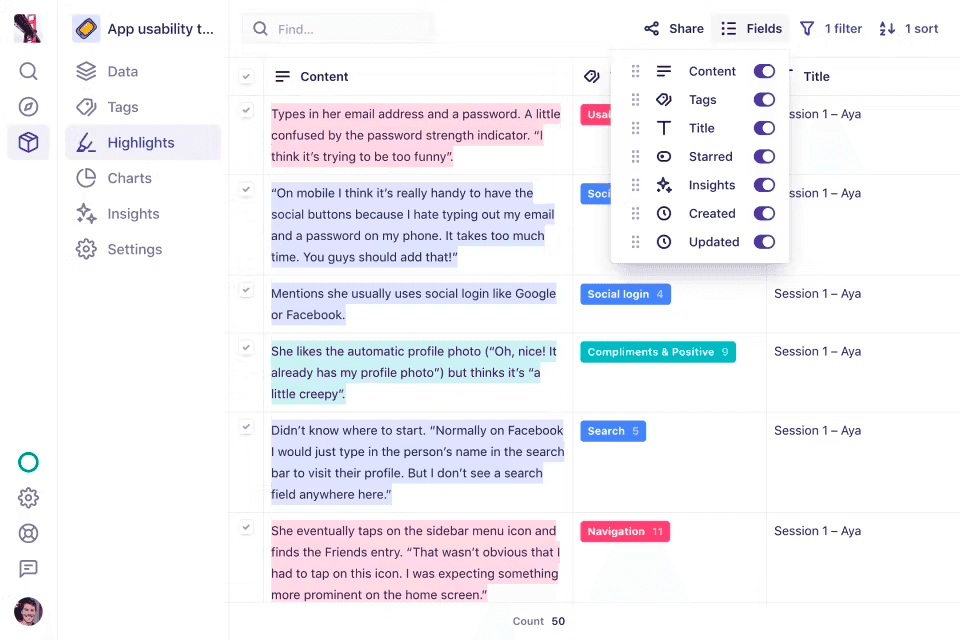 Dovetail feedback tagging