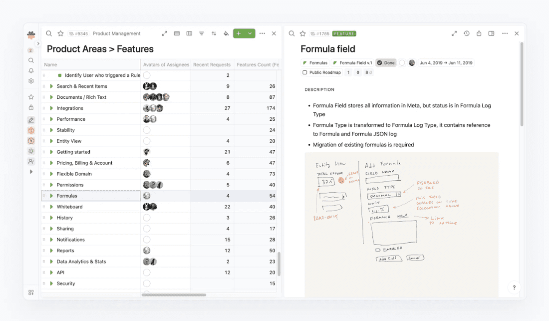 A simple and clutter-free interface: Fibery in action