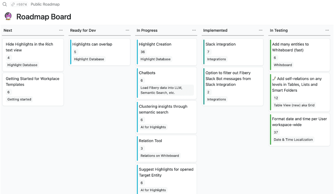 Fibery has been very transparent with its roadmap ever since its inception