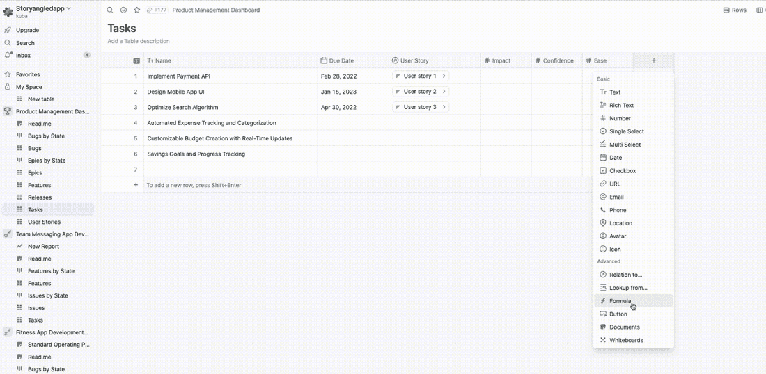 Creating the Formula field in Fibery