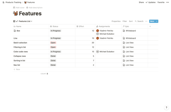 Javascript Library Tables Like Notion Fibery vs. Notion.