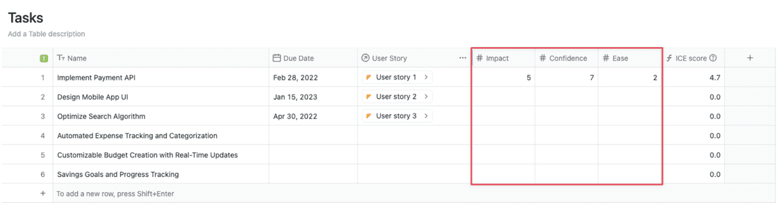 Setting up Impact, Confidence, and Ease in Fibery
