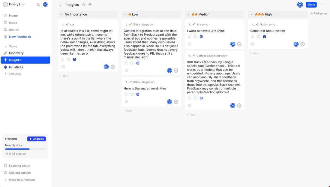 Cycle insights extracted from feedback