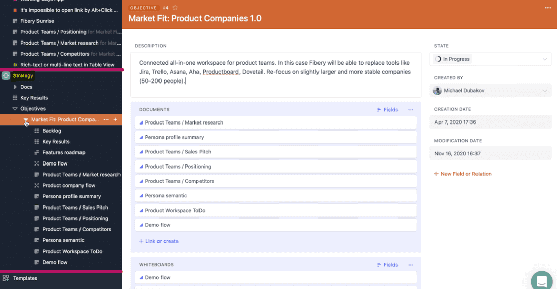 Outlining your strategy in Fibery